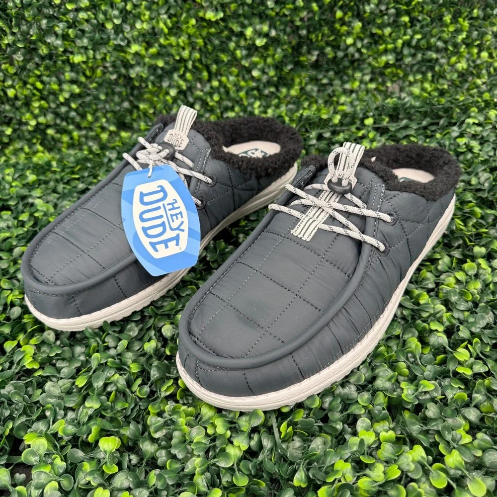 Hey Dude Wally Slip Camp Nylon Dark Slate Micro Chip Men 11 NIB 45839-1ZH
